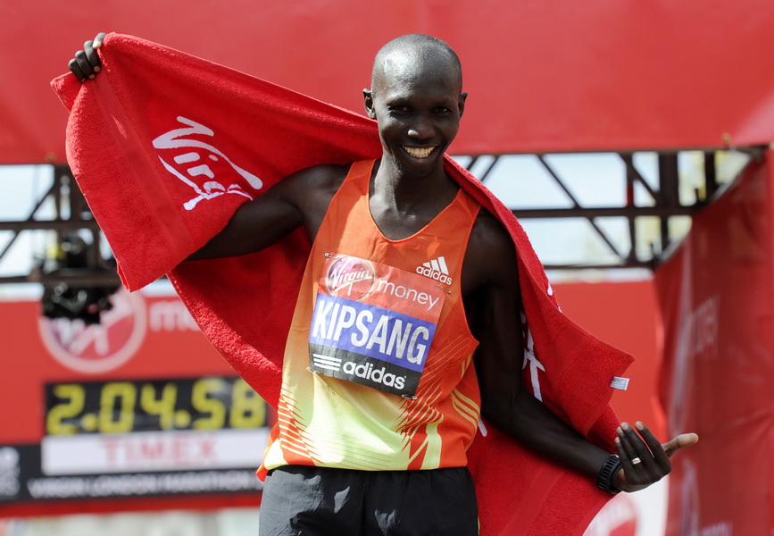 Wilson Kipsang - zwycięzca London Maraton 2012. Fot. PAP