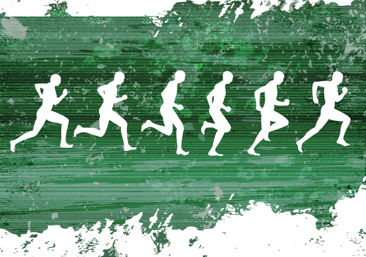 Jogging silhouettes grunge background