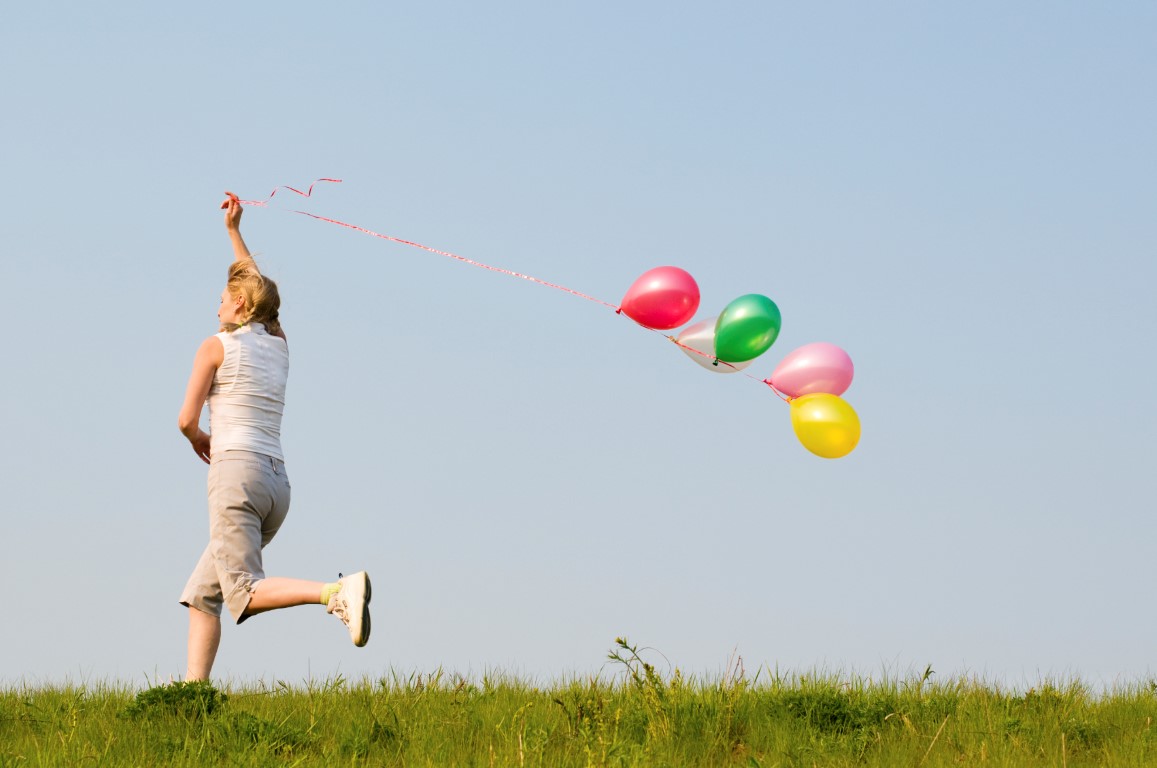 girl with balloons