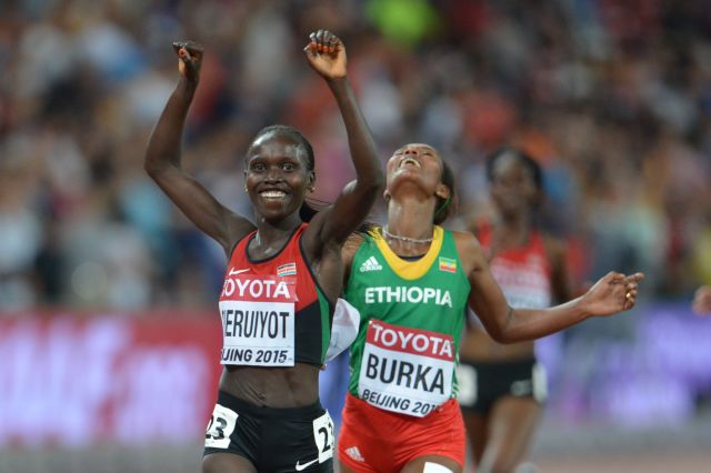 Vivian Cheruiyot podczas Mistrzostw Świata w 2015 r. Fot: By Erik van Leeuwen, attribution: Erik van Leeuwen (bron: Wikipedia). - erki.nl, GFDL, https://commons.wikimedia.org/w/index.php?curid=42620510