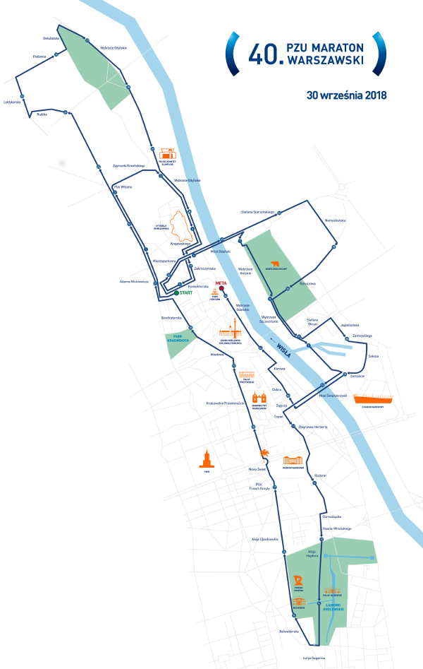 trasa PZU Maratonu Warszawskiego