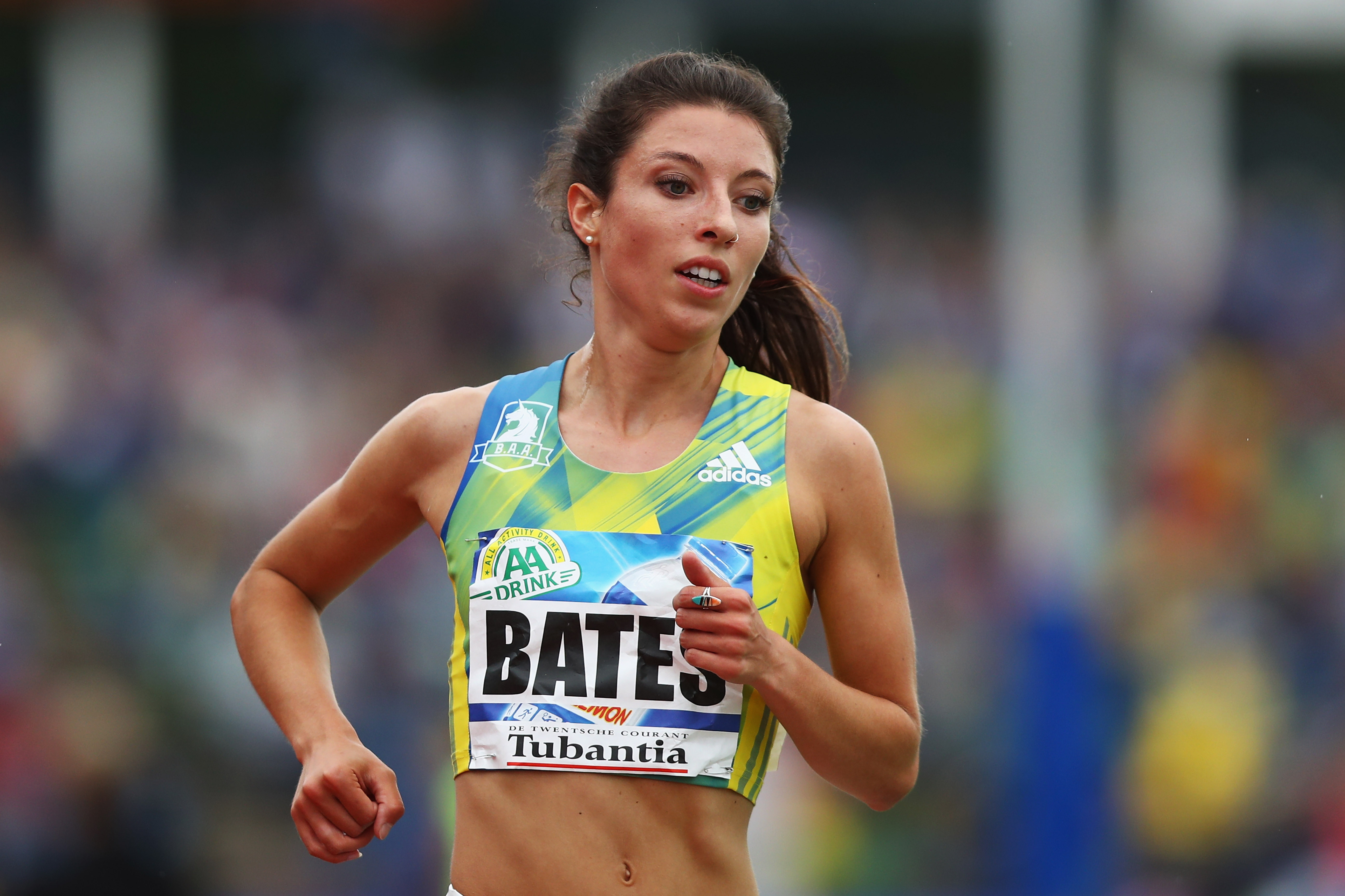 HENGELO, NETHERLANDS - MAY 22: Emma Bates of the USA competes in the Womens 5000m during the AA Drink FBK Games held at the FBK Stadium on May 22, 2016 in Hengelo, Netherlands. (Photo by Dean Mouhtaropoulos/Getty Images)