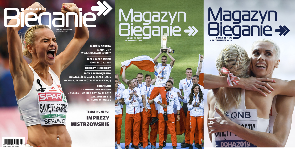 Okładki Magazynu Bieganie ze zdjęciami Pawła Skraby