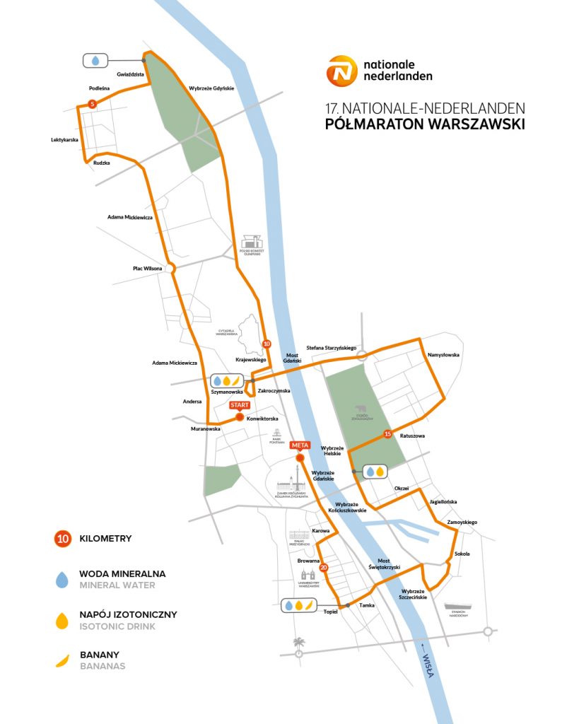 17. Nationale-Nederlanden Półmaraton Warszawski trasa